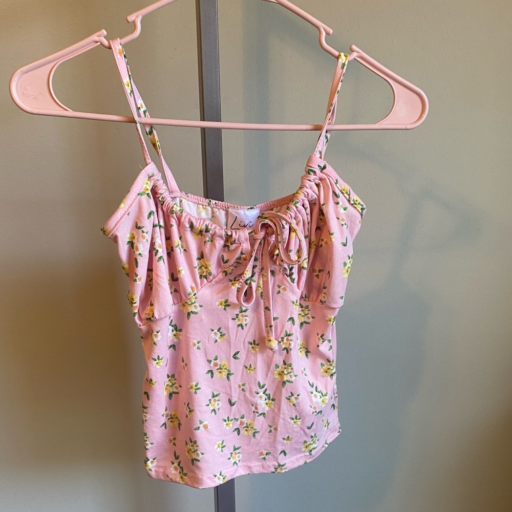Pink floral tank top